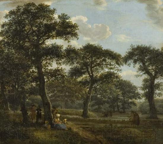 Jan van der Heyden Figures Resting and Promenading in an Oak Forest